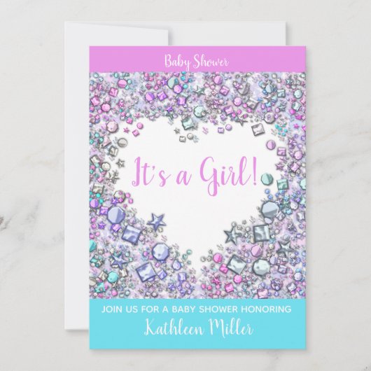 Gemstone Girl Baby Shower INVITATION | Eigener Tex Einladung (Vorderseite)