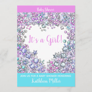Gemstone Girl Baby Shower INVITATION | Eigener Tex Einladung