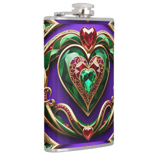 Gemstone Gold Filigree Herz & Schlange Liebe Venus Flachmann