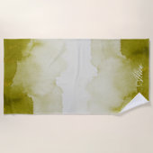 Gemstone-grünes Gold monogramm Strandtuch (Vorderseite)