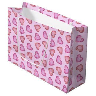 Gemstone Hearts Cute Pink Valentines Day Große Geschenktüte