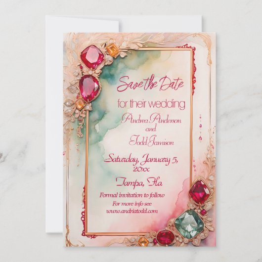 Gemstone-Hochzeit Save The Date (Vorderseite)