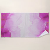 Gemstone hot pink gold monogram strandtuch (Vorderseite)