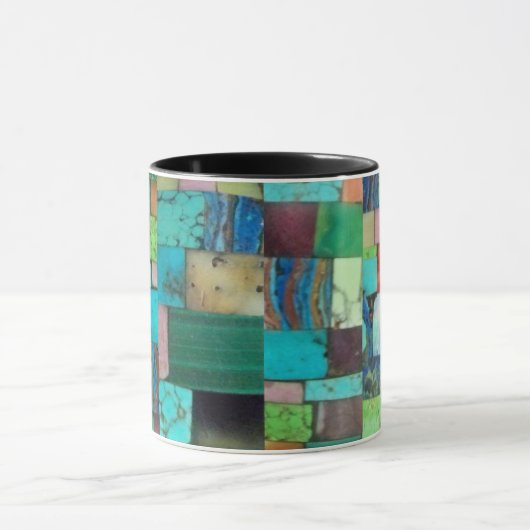 Gemstone Inlay Look Mosaik Tasse Türkis Opal (Zentrum)