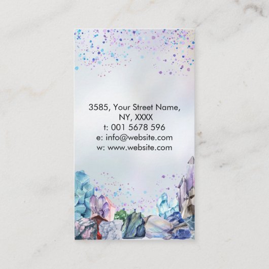 Gemstone Kristallcluster über Perlmutt Visitenkarte (Rückseite)