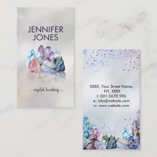 Gemstone Kristallcluster über Perlmutt Visitenkarte (Vorne/Hinten)