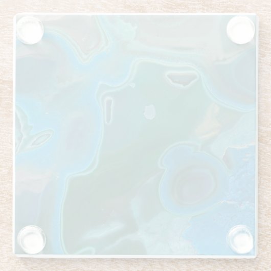 Gemstone Marble Blau Grün Swirl Muster Gem Glasuntersetzer (Rückseite)