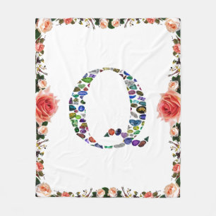 Gemstone Monogram Letter Q Fleecedecke