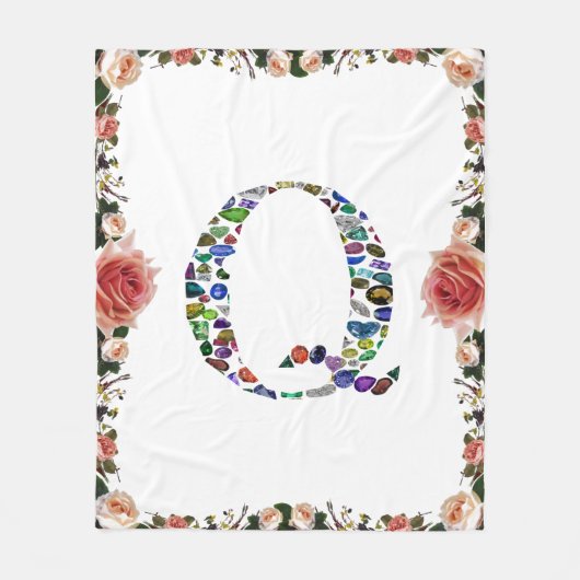 Gemstone Monogram Letter Q Fleecedecke (Vorderseite)