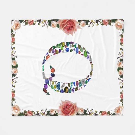 Gemstone Monogram Letter Q Fleecedecke (Vorderseite (Horizontal))