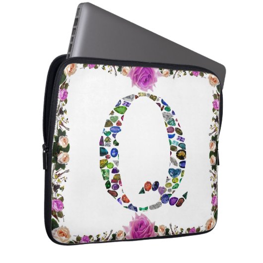 Gemstone Monogram Letter Q Laptopschutzhülle (Vorne Rechts)