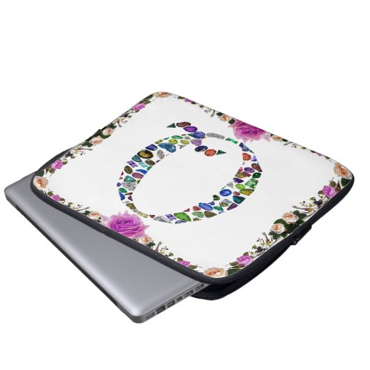 Gemstone Monogram Letter Q Laptopschutzhülle (Vorne Knopf)
