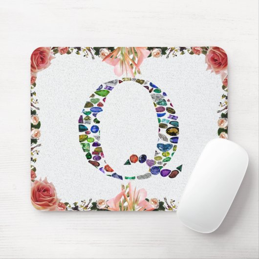 Gemstone Monogram Letter Q Mousepad (Mit Mouse)