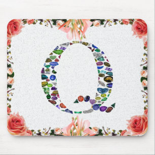 Gemstone Monogram Letter Q Mousepad