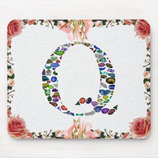 Gemstone Monogram Letter Q Mousepad (Vorne)