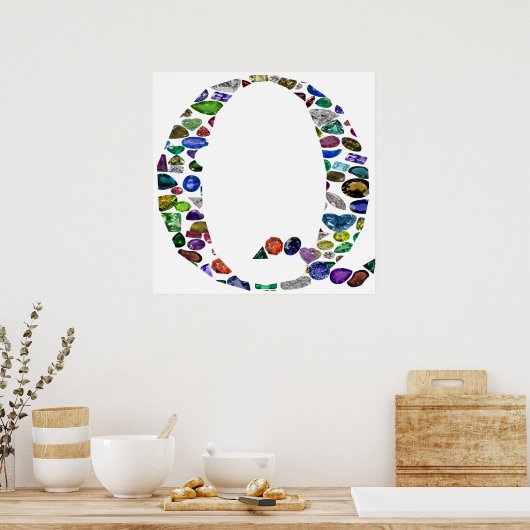 Gemstone Monogram Letter Q Poster (Küche)