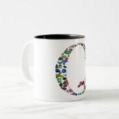 Gemstone Monogram Letter Q Zweifarbige Tasse (Vorderseite Links)