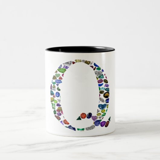 Gemstone Monogram Letter Q Zweifarbige Tasse (Mittel)