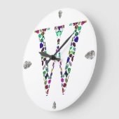 Gemstone Monogram Letter W Große Wanduhr (Winkel)