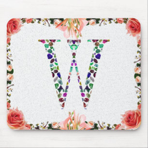 Gemstone Monogram Letter W Mousepad