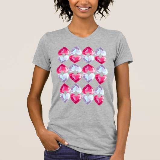 Gemstone Muster Hübsch Hearts T-Shirt (Vorderseite)