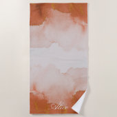 Gemstone orange goldfarbene Monogramm Strandtuch (Vorderseite)