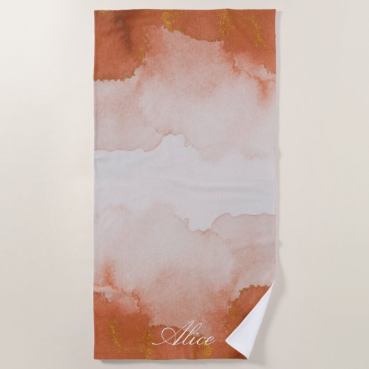 Gemstone orange goldfarbene Monogramm Strandtuch (Vorderseite)