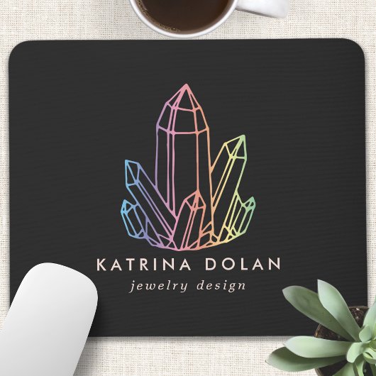 Gemstone Rainbow Quarz Crystal Business-Logo Mousepad