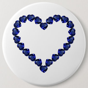 Gemstone Sapphire Blue Heart Button