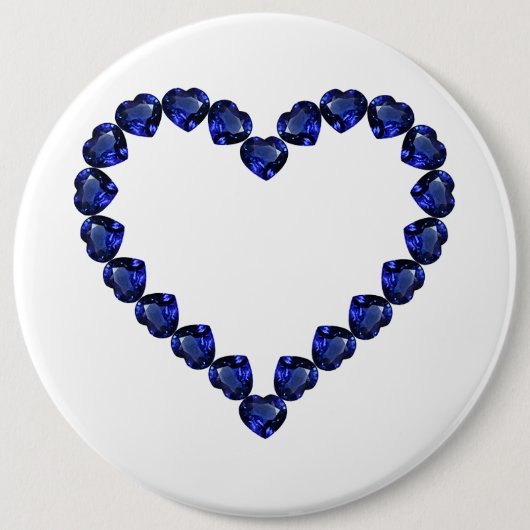Gemstone Sapphire Blue Heart Button (Vorderseite)