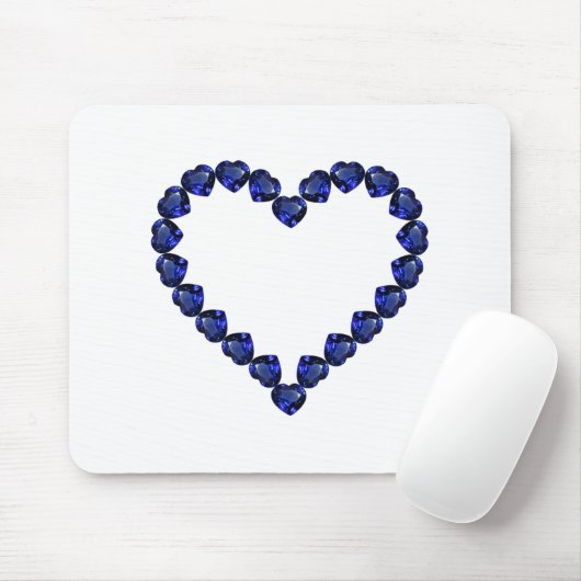 Gemstone Sapphire Blue Heart Mousepad (Mit Mouse)