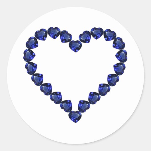 Gemstone Sapphire Blue Heart Runder Aufkleber (Vorderseite)
