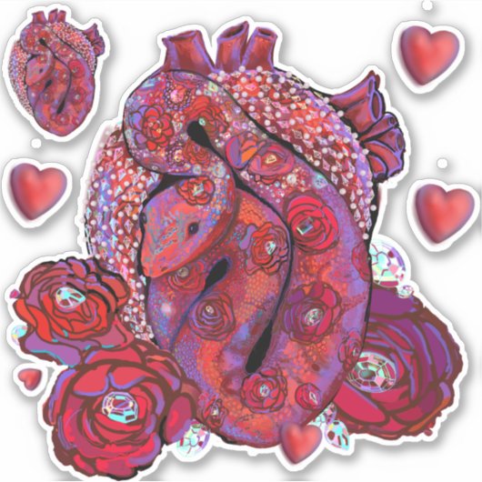 Gemstone Viper mit Rose und Herz Aufkleber (Vorderseite)
