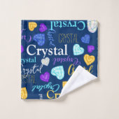 Gemstones hearts custom name colorful Crystal Badhandtuch Set (Waschlappen)