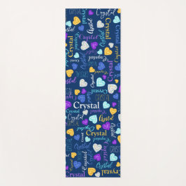 Gemstones hearts custom name colorful Crystal  Yogamatte