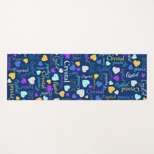 Gemstones hearts custom name colorful Crystal Yogamatte (Vorderseite (Horizontal))