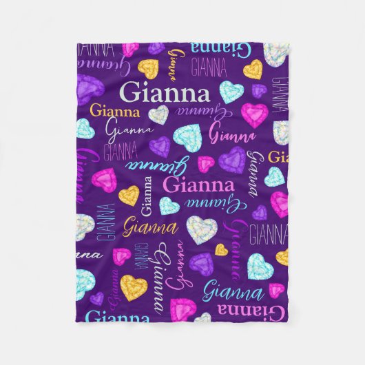 Gemstones Herz individuelle Name farbenfroh Gianna Fleecedecke (Vorderseite)