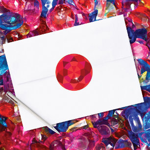 Gemstones roter, klassischer Rundaufkleber Runder Aufkleber