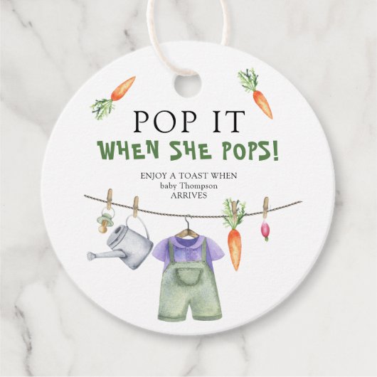 Gemüse Babydusche - Pop! Wenn sie Pop! Geschenkanhänger (Vorderseite)