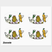 Gemüse-Cartoon-Wurzelgemüse Ovaler Aufkleber (Blatt)