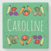 Gemüse, für den Garten, personalisierter Untersetz Steinuntersetzer (Vorderseite)