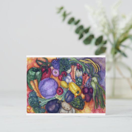 Gemüse Gemütliche Aquarellbilder Postkarte (Stehend Vorderseite)