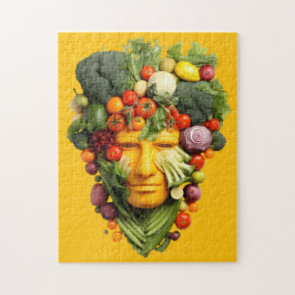 Gemüse-Gesichtskunst | Kreatives veganes Lebensmit Puzzle
