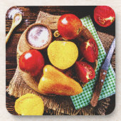 "Gemüse hausgemachte Salate" Niedliches Foto. Jetz Getränkeuntersetzer (Vorderseite)