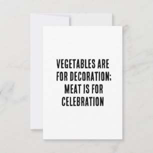 Gemüse ist zum Dekorieren bestimmt, Fleisch zum Fe Dankeskarte