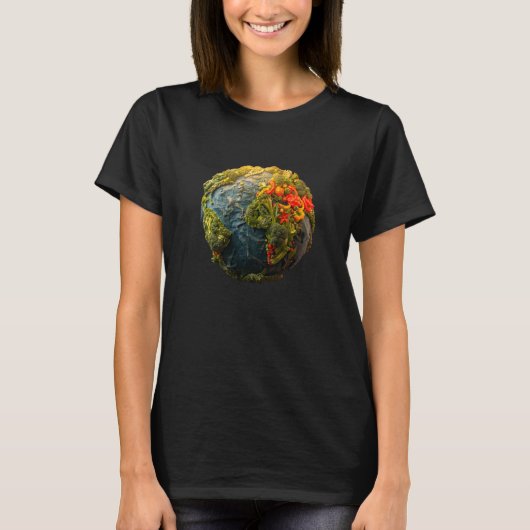 Gemüse-Kontinente der Erde Blackes Kurzarm-Shirt T-Shirt (Vorderseite)