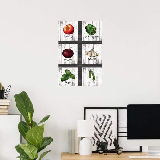 Gemüse & Kräuter Rustikale Küche Poster (Heimbüro)