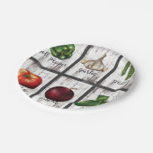 Gemüse & Kräuter Rustikale moderne Küche Food Art Pappteller (Schrägansicht)