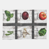 Gemüse & Kräuter Rustikale Moderne Küche Kunst Geschirrtuch (Horizontal)