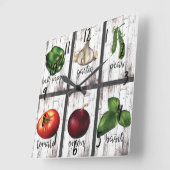Gemüse & Kräuter Rustikale Moderne Küche Kunst Quadratische Wanduhr (Winkel)